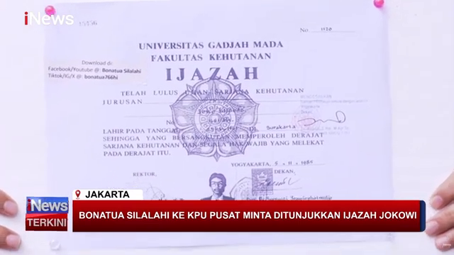 Full Penampakan Salinan Ijazah Jokowi Tanpa Sensor Ditunjukkan Bonatua Ke Publik   Inews Terkini