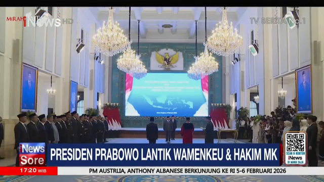 Presiden Prabowo Lantik Juda Agung Jadi Wamenkeu Dan Adies Kadir Hakim Mk  Inews Sore (05 02).