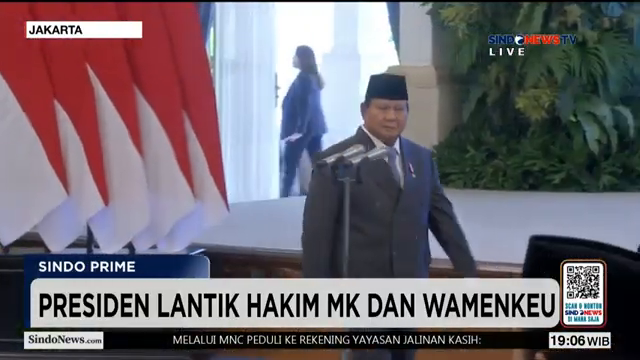 Pelantikan Pejabat Negara  Prabowo Resmi Kukuhkan Wamenkeu Dan Hakim Mk   Sindo Prime   05 02.